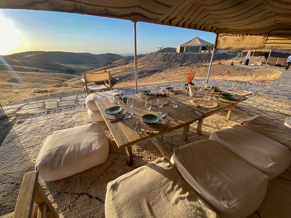 Dining in the Agafay desert near Marrakech.