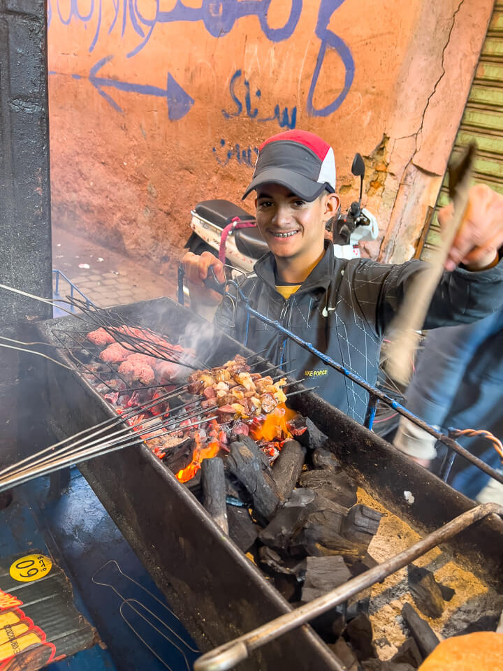 Barbecue stall in the souk in Marrakesh.