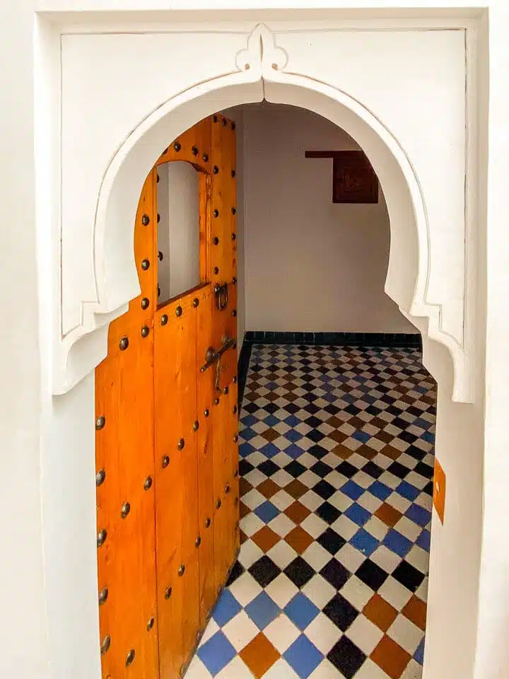 The Ben Youssef Madrasa in Marrakesh is an interesting Koranic school and one of the city's most important sights. View into a cell where students were housed.