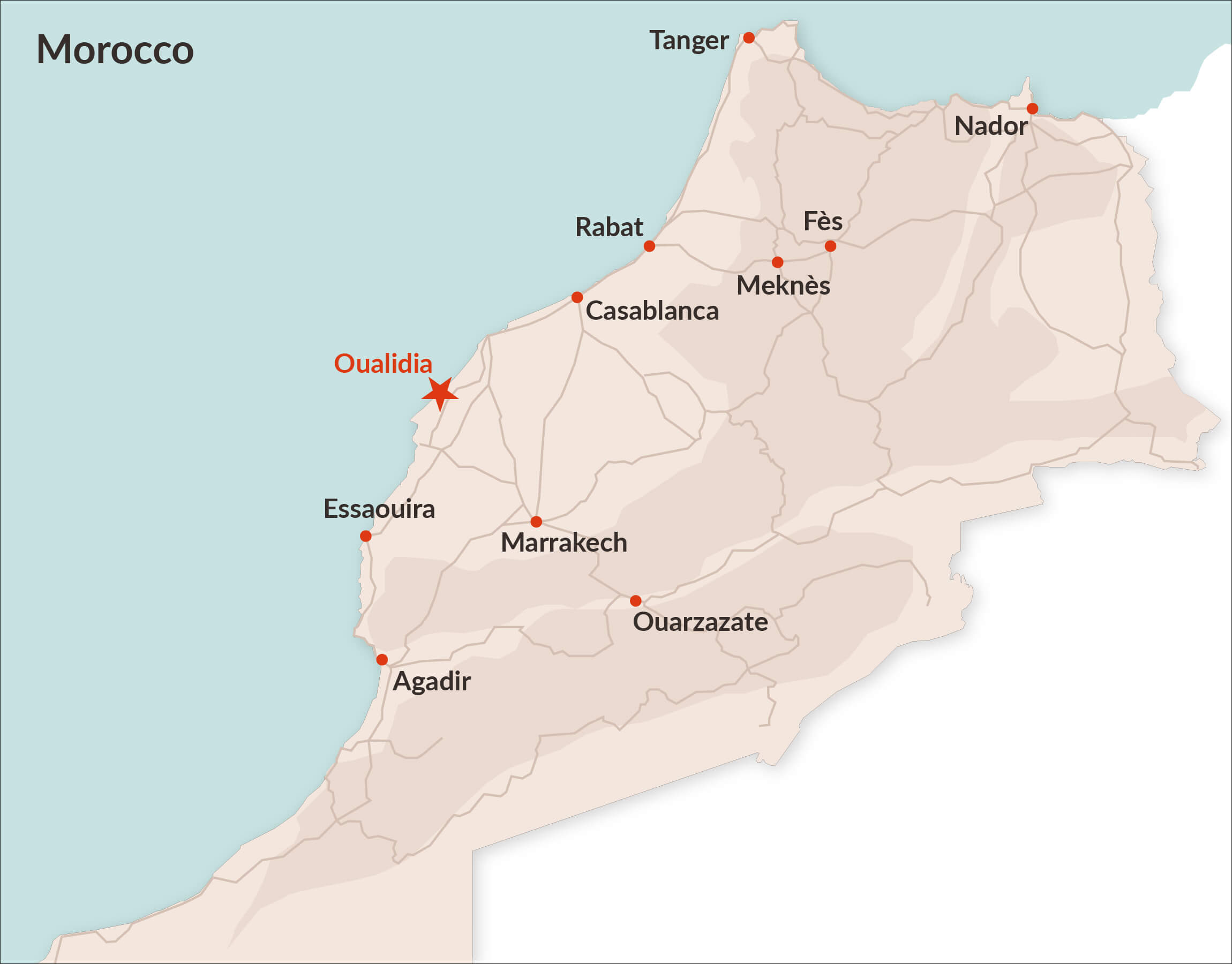 Oualidia - Karte Marokko.